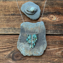 Load image into Gallery viewer, African turquoise waterfall necklace. Raw turquoise beads and accents of silver.