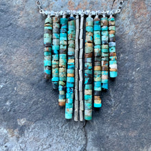 Load image into Gallery viewer, The turquoise waterfall necklace Raw turquoise beads and accents of silver.