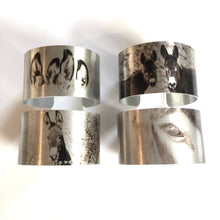 Load image into Gallery viewer, "Wild Spirit" Sepia Toned Aluminum Cuff Bracelet.