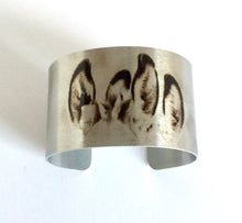 Load image into Gallery viewer, "Wild Spirit" Sepia Toned Aluminum Cuff Bracelet.