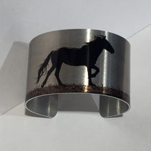 Load image into Gallery viewer, Horse jewelry.Wild Horse Aluminum Cuff Bracelet."Heart"