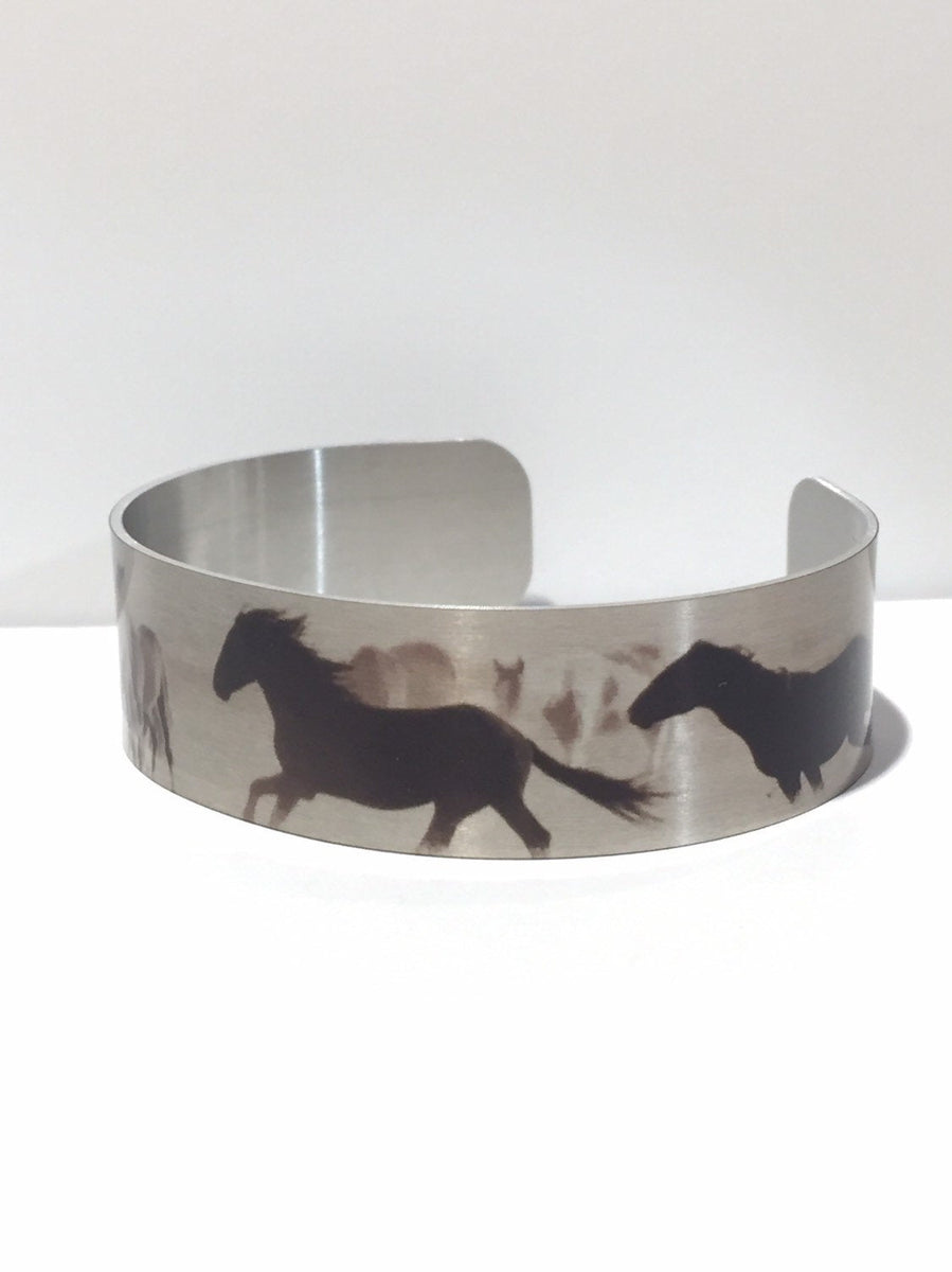 925 Sterling Silver Wild Horse Cuff Brac outlet