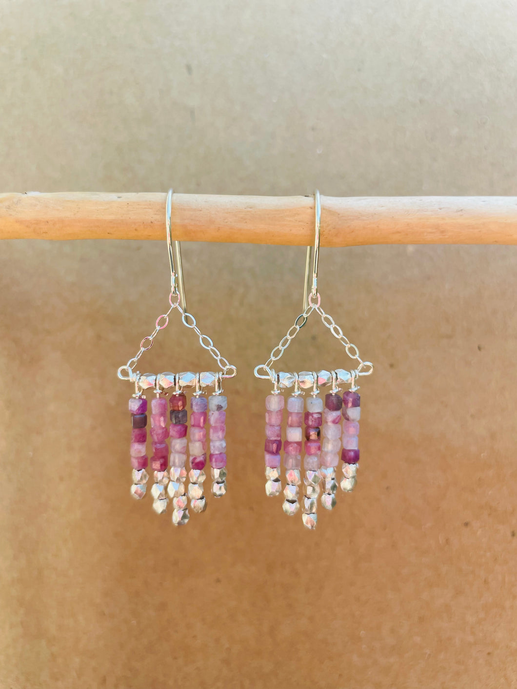 “Rosy”Tourmaline stones with highlights of Hill Tribe Silver.