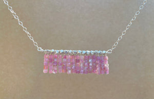 “Rose II”Tourmaline necklace with highlights of Hill Tribe Silver.