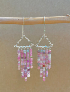 “Blush”Tourmaline stones with highlights of Hill Tribe Silver.