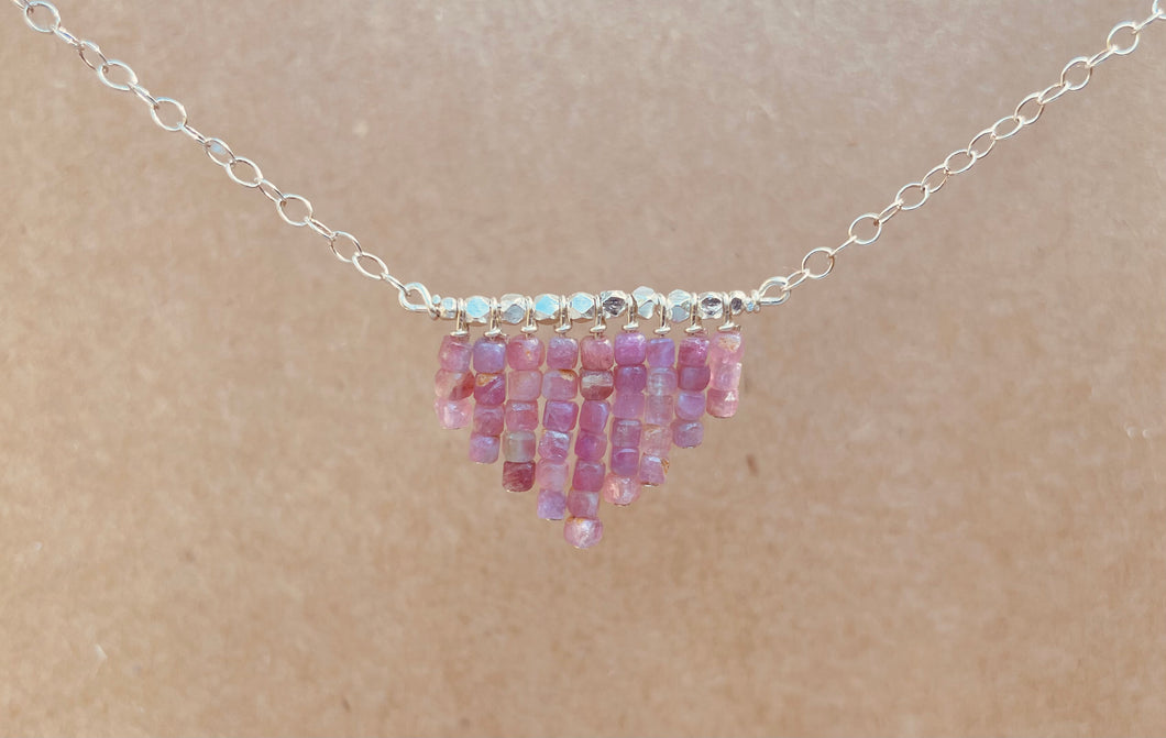 “Blush II”Tourmaline stones with highlights of Hill Tribe Silver.