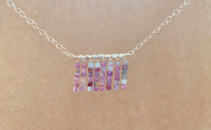 “Rose”Tourmaline necklace with highlights of Hill Tribe Silver.