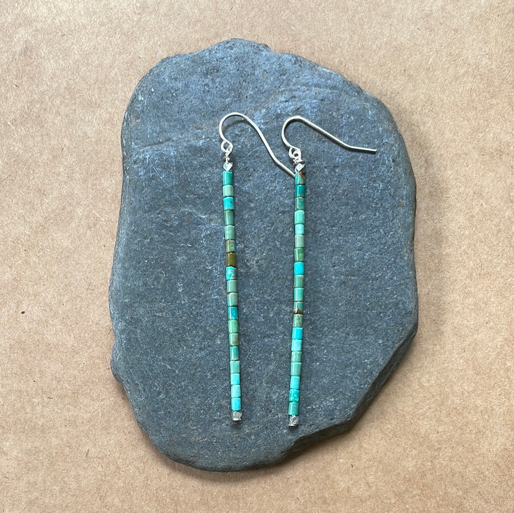 Turquoise dangle earrings. Turquoise dangle hand cut turquoise earrings