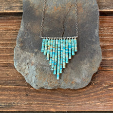 Load image into Gallery viewer, Turquoise aqua waterfall necklace. Turquoise beads with accents of silver.
