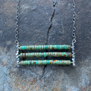 Turquoise layered necklace. Turquoise beads with accents of silver.