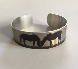 "Wild Horse Bond"  Aluminum Cuff Bracelet.