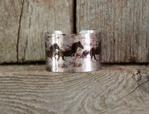 Horse jewelry.Wild Horse Aluminum Cuff Bracelet.