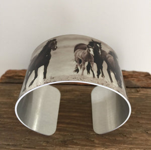 Horse jewelryWild Horse Aluminum Cuff Bracelet. "Hoofbeats" Sand Wash Basin, CO
