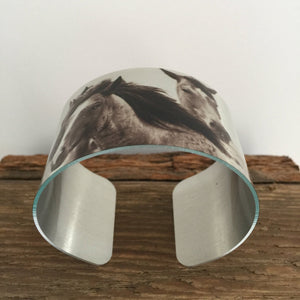 Horse jewelryWild Horse Aluminum Cuff Bracelet.North Dakota Wild Horses."Blaze"