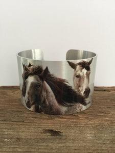 Horse jewelryWild Horse Aluminum Cuff Bracelet.North Dakota Wild Horses."Blaze"