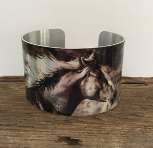 Horse jewelryWild Horse Aluminum Cuff Bracelet.North Dakota Wild Horses.