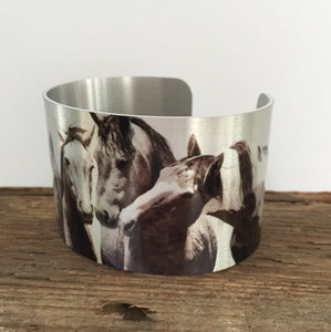 Horse jewelryWild Horse Aluminum Cuff Bracelet. "Just me and the Boys" Sand Wash Basin, CO