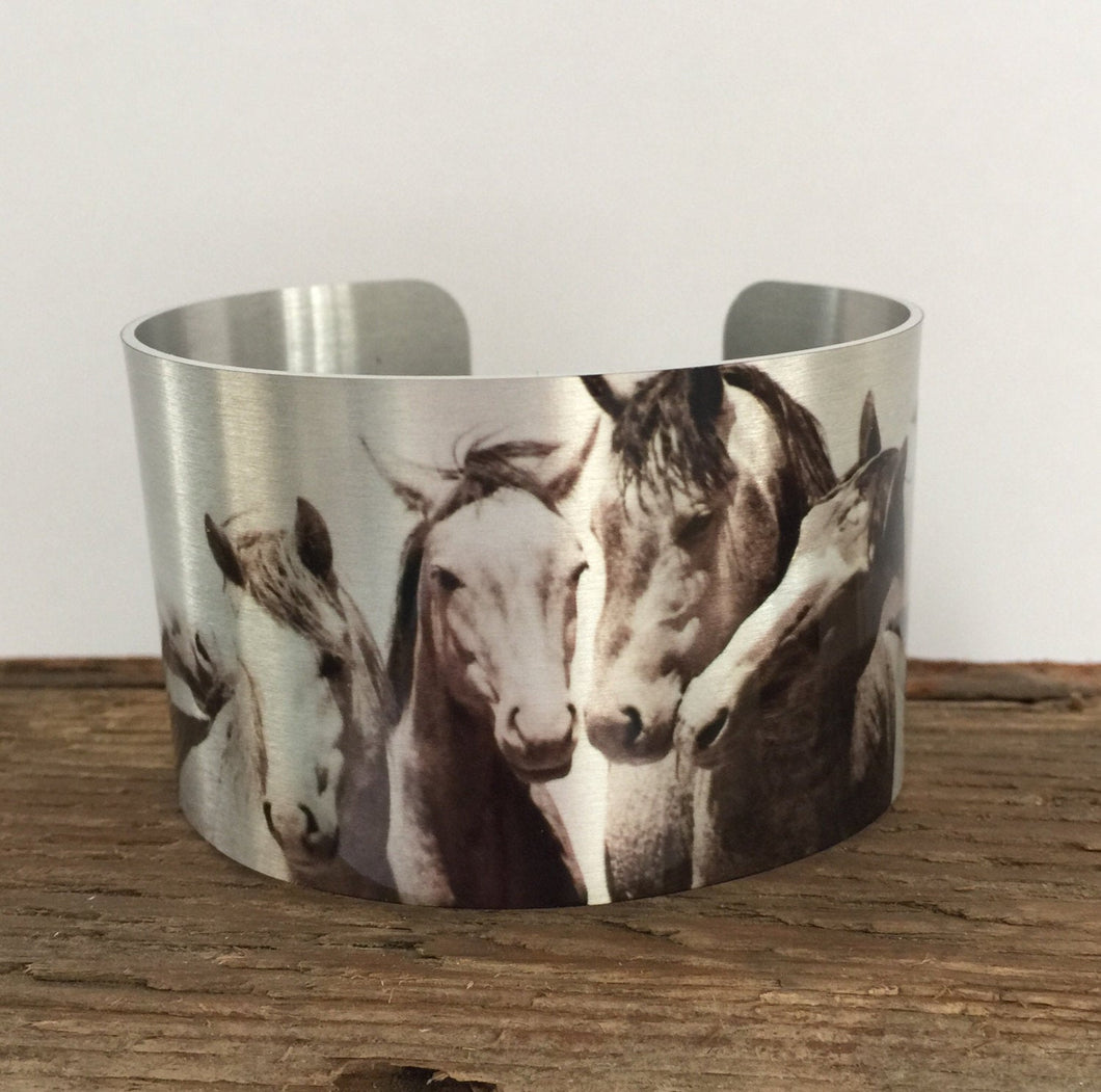 Horse jewelryWild Horse Aluminum Cuff Bracelet. 