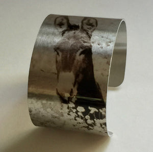Aluminum Cuff Bracelet. Wild Horse Photo Cuffs "Wild Burro!"