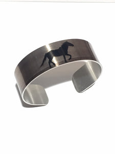 Aluminum Cuff Bracelet. Wild Horse Photo Cuffs "Sunset" Pryor Mountains MT