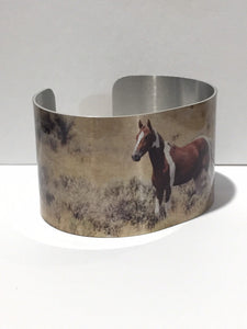 Aluminum Cuff Bracelet. Wild Horse Photo Cuffs .Onaqui Wild Horses