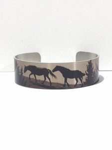 Horse jewelryWild Horse Aluminum Cuff Bracelet.Pryor Mountain Wild Horses.