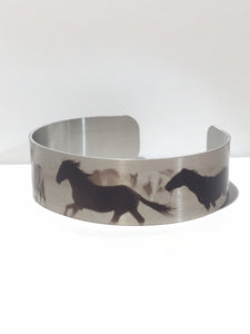 Horse jewelry.Wild Horse Aluminum Cuff Bracelet."Heart"