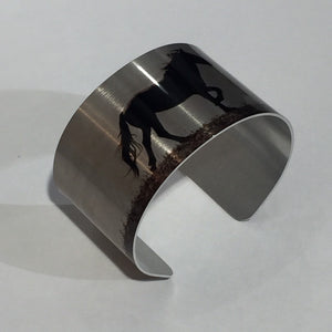 Horse jewelry.Wild Horse Aluminum Cuff Bracelet."Heart"