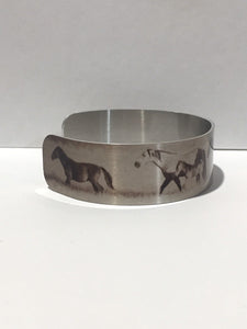 "Onaqui Journey"Aluminum Cuff Bracelet. Wild Horse Photo Cuffs. Onaqui Wild Horses.