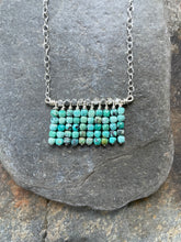 Load image into Gallery viewer, Turquoise waterfall necklace. Raw turquoise beads and accents of silver.

